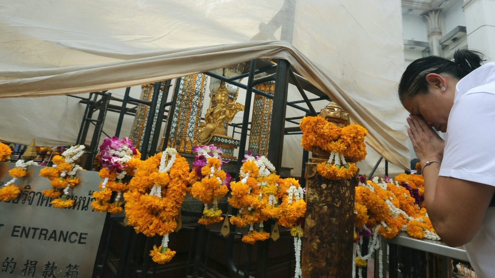 The August 2015 bomb blast targeted Erawan shrine in the heart of Bangkok's shopping district [EPA]