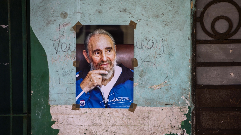 A poster of Fidel Castro on a wall in Havana, Cuba [Desmond Boylan/AP] 