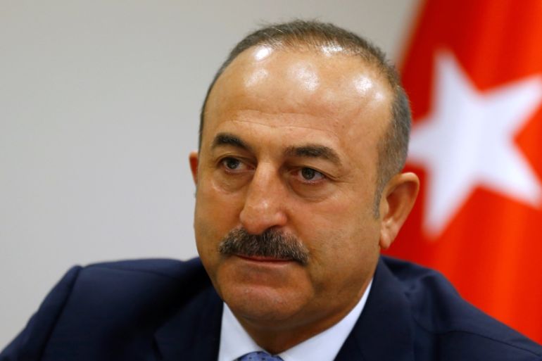 Turkey''s Foreign Minister Mevlut Cavusoglu addresses the media in Ankara