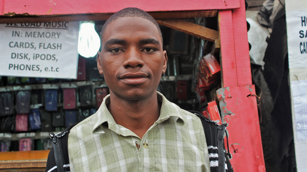 Steven Mweene, 21: 'The politicians promise us a lot of things but I don't know if I can trust that there will be real changes for the youth.' [Tendai Marima/Al Jazeera]