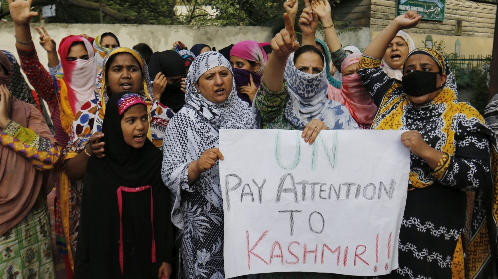 Almost daily anti-India protests are taking place in Indian-administered Kashmir after a popular rebel commander was killed in a gun battle with security forces [Farooq Khan/  EPA  ]