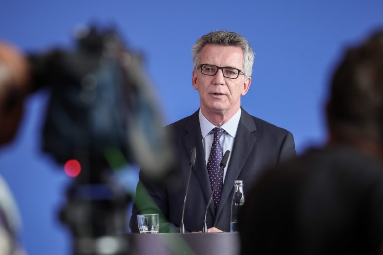 German Interior Minister De Maiziere on anti-terrorism raids