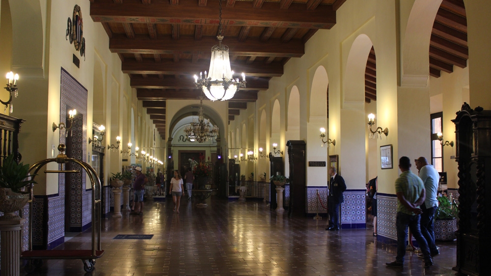 The mahogany lobby of the Hotel Nacional [Stephanie Ott/Al Jazeera]