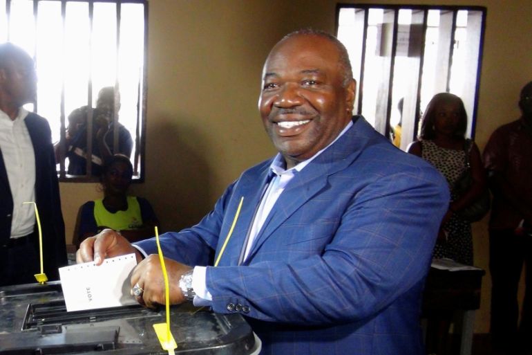 Gabon''s President Ali Bongo Ondimba votes during the presidential election in Libreville, Gabon
