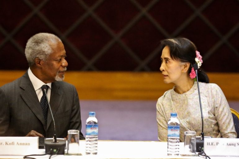 Former UN secetary general Kofi Annan meets Aung San Suu Kyi in Yangon