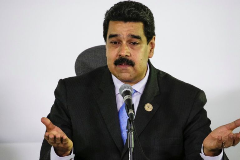 Venezuela''s President Nicolas Maduro talks to the media during a news conference after the 17th Non-Aligned Summit in Porlamar