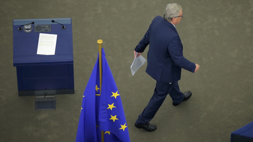 Juncker talked about plans to form a common EU military force [Vincent Kessler/Reuters]