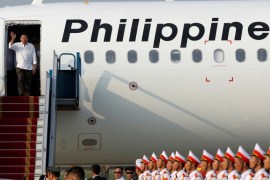 Philippines President Rodrigo Duterte arrives at Noi Bai International Airport in Hanoi, Vietnam