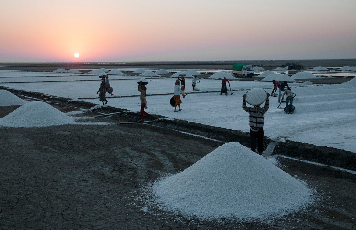 The salt plains have been converted to a sanctuary for the Wild Ass. The salt farmers were served eviction notices in 2006. The legal limbo continues and the only source of livelihood of the Agariyas