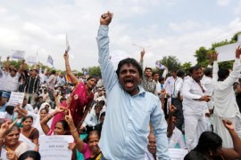 People shout slogans as they attend a protest rally against what they say are attacks on India''s low-caste Dalit community in Ahmedabad
