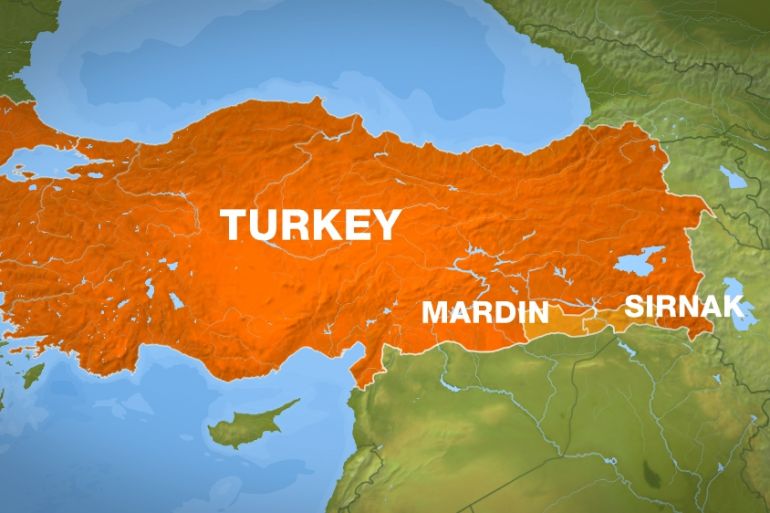 Turkey map Mardin Sirnak