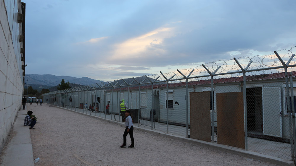  The camp at VIAL, a disused aluminium moulding plant a few kilometres from Chios town   [John Psaropoulos/Al Jazeera]