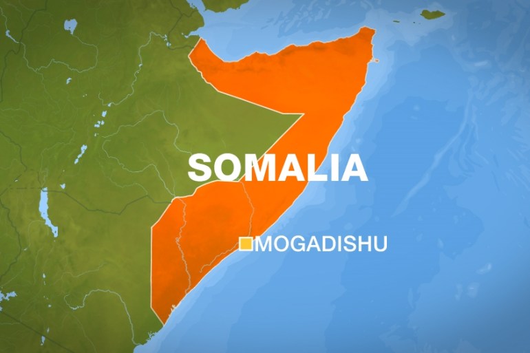 Map of Somalia and the capital Mogadishu