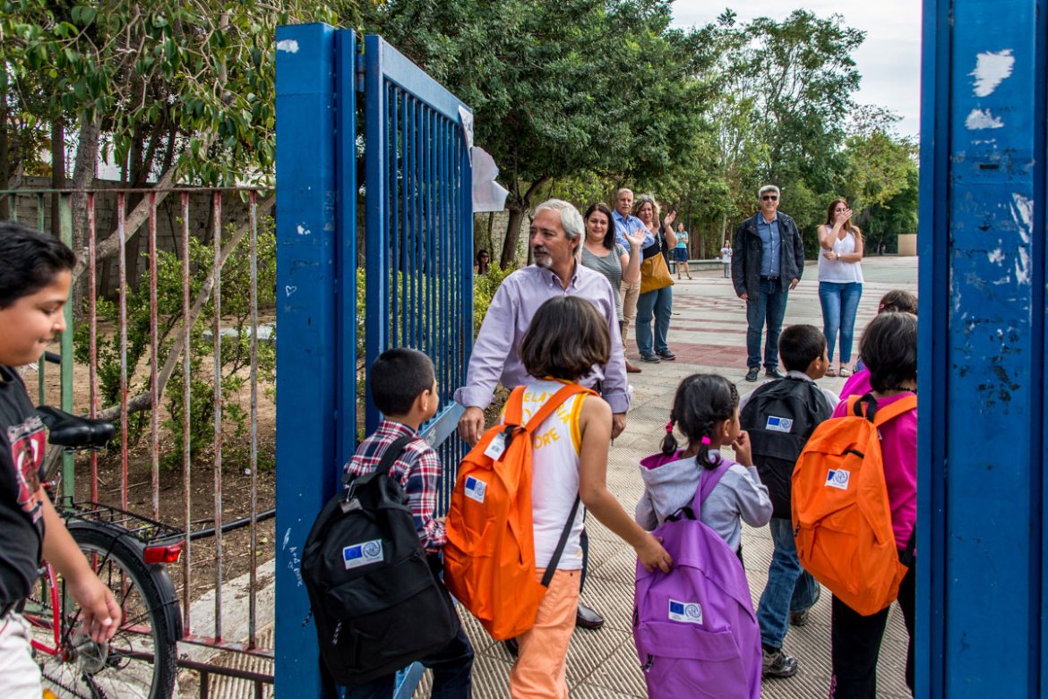The school bell rings for refugee children in Greece/Please Do Not Use