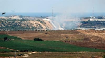 Smoke rises following an Israeli air strike on the Gaza Strip [REUTERS]