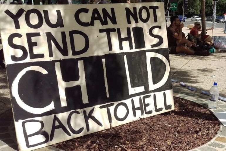 Asylum-seeker advocates demonstrate in support of one-year-old baby Asha in Brisbane