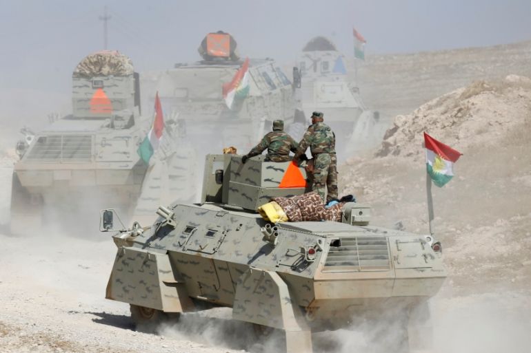 Peshmerga forces advance in the east of Mosul to attack ISIL fighters in Mosul, Iraq [REUTERS]