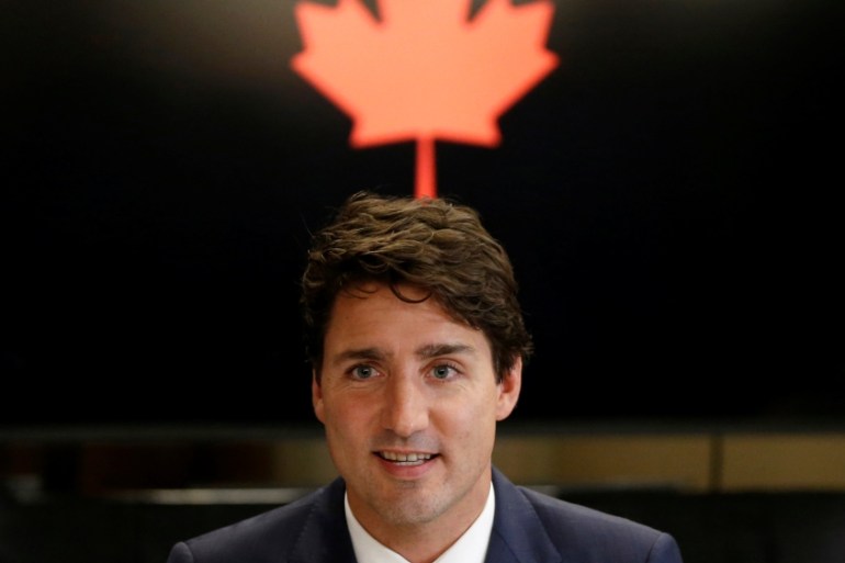 Canada''s Prime Minister Justin Trudeau speaks during a meeting with members of the China Entrepreneur Club with at Willson House in Chelsea
