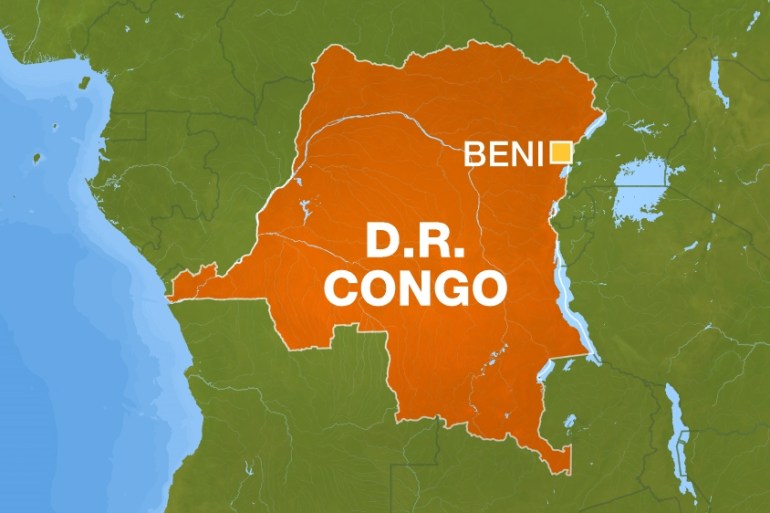 Map of Beni town in the Democratic Republic of Congo (DRC)