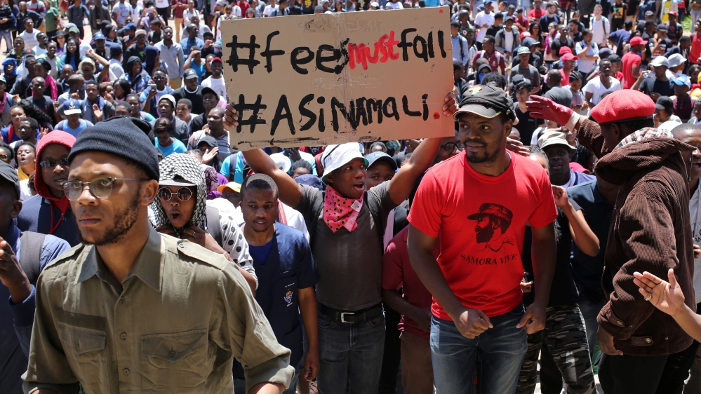 The protests are part of the nationwide Fees Must Fall campaign [Siphiwe Sibeko/Reuters]