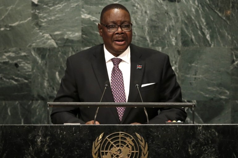 President Arthur Peter Mutharika of Malawi addresses the United Nations General Assembly in New York