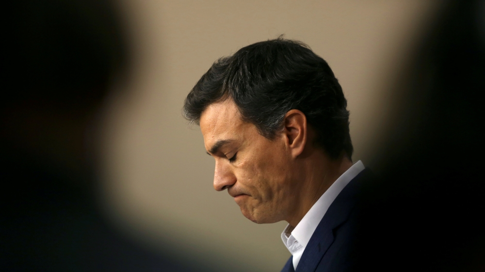  Former Socialist chief Pedro Sanchez announced Saturday he had resigned as a politician [Susane Vera/Reuters]