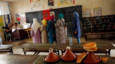 Voters queue to cast their ballots at a polling station on the outskirts of Rabat, Morocco [Reuters]