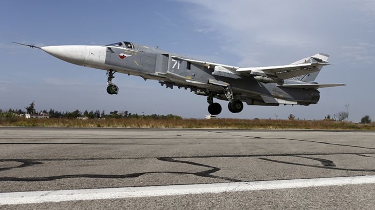 File photo from Russia''s Defence Ministry shows a Sukhoi Su-24 fighter jet taking off from the Hmeymim air base near Latakia