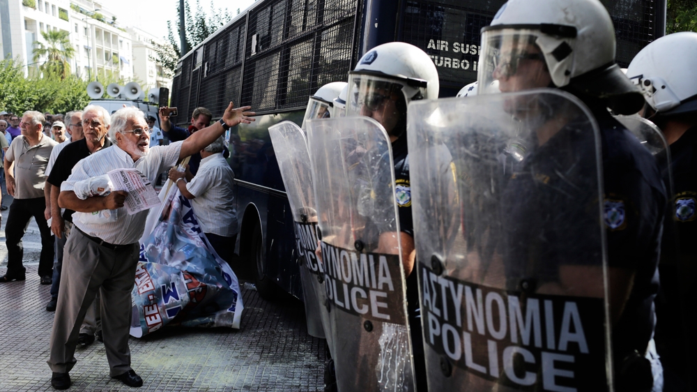 'Why are they afraid of protesting pensioners?' [Petros Giannakouris/AP]