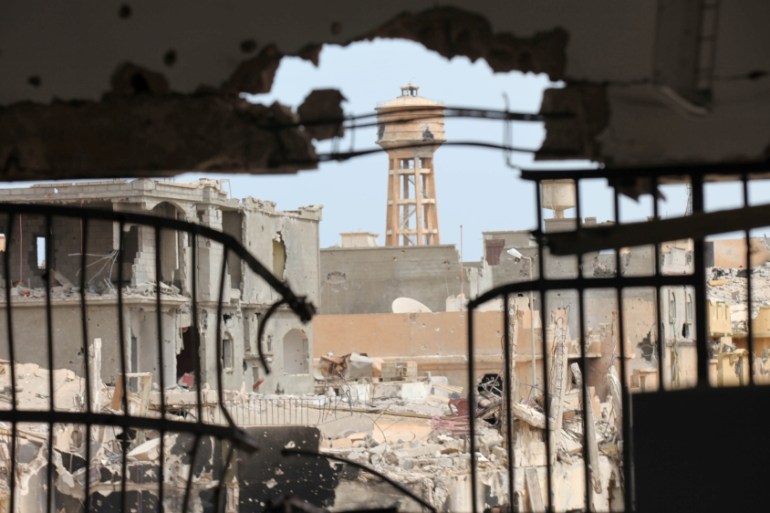 A view shows buildings that were destroyed during a battle between Libyan forces allied with the U.N.-backed government and Islamic State militants in Sirte