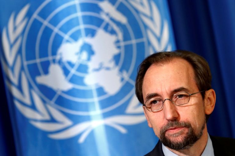 U.N. High Commissioner for Human Rights Al Hussein attends a media briefing in Geneva