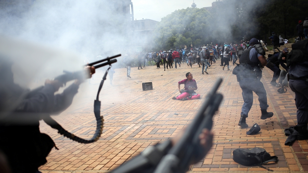 Students were angry at how President Jacob Zuma treated them at a meeting on Monday [Siphiwe Sibeko/Reuters]