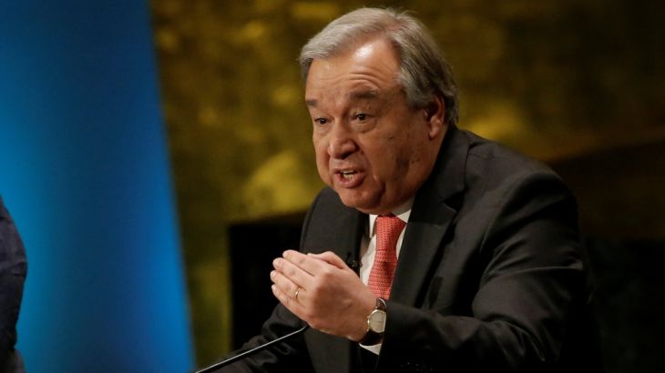 Former U.N. High Commissioner for Refugees Antonio Guterres speaks during a debate in the United Nations General Assembly between candidates vying to be the next U.N. Secretary General at U.N. headqua