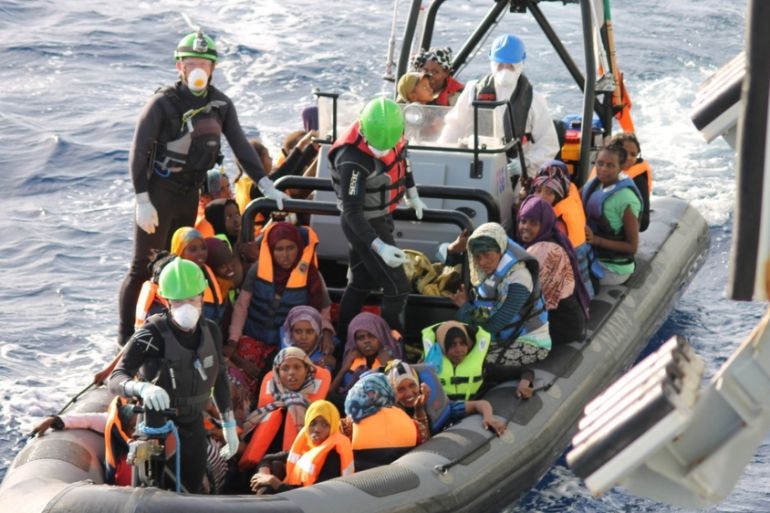 Irish Navy rescue migrants in the Mediterranean