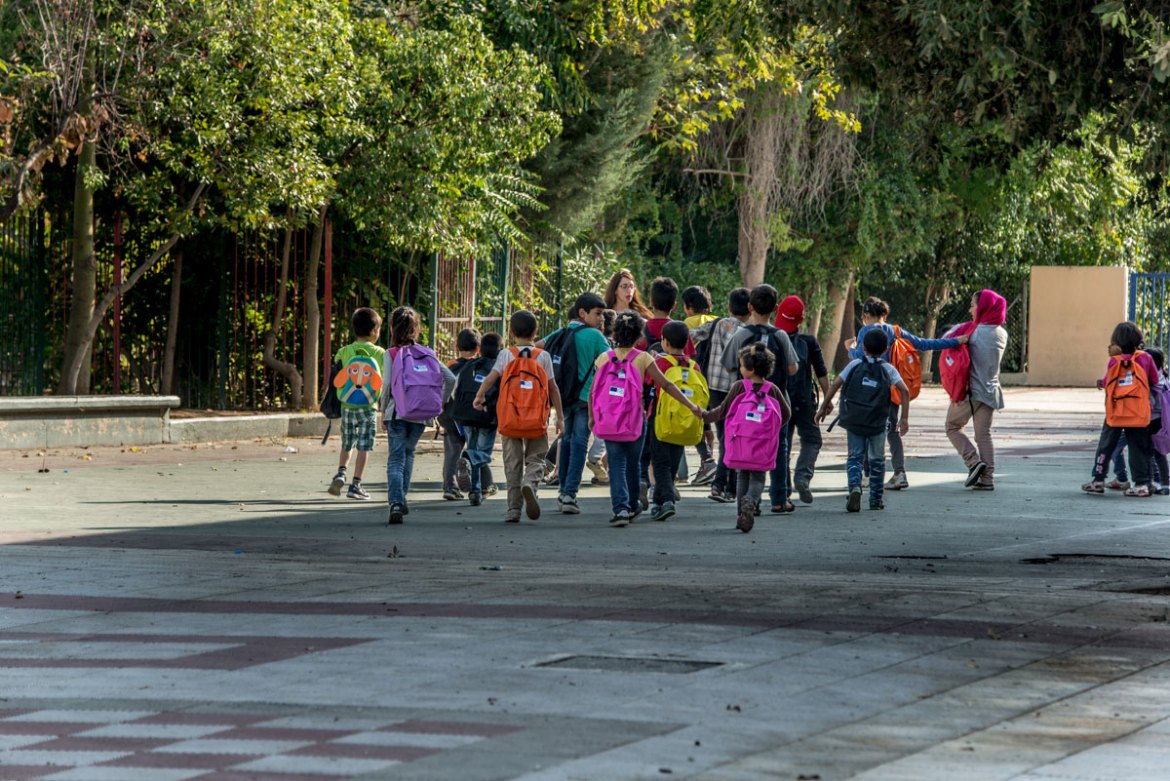 The school bell rings for refugee children in Greece/Please Do Not Use