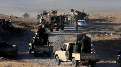 Peshmerga forces advance in the east of Mosul to attack ISIL fighters in Mosul, Iraq [Reuters]