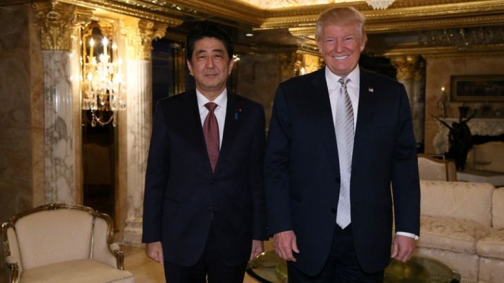 Japan''s Prime Minister Shinzo Abe meets with U.S. President-elect Donald Trump at Trump Tower in Manhattan, New York