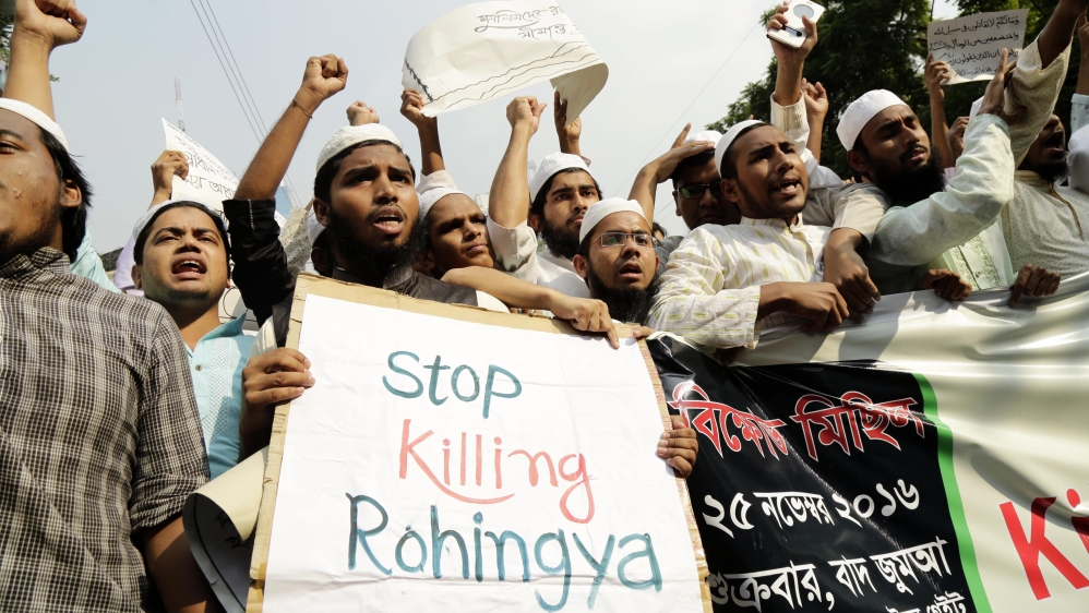 Mass protests by opposition groups and religious movements have called on Bangladesh to accept Rohingya [Abir Abdullah/EPA]