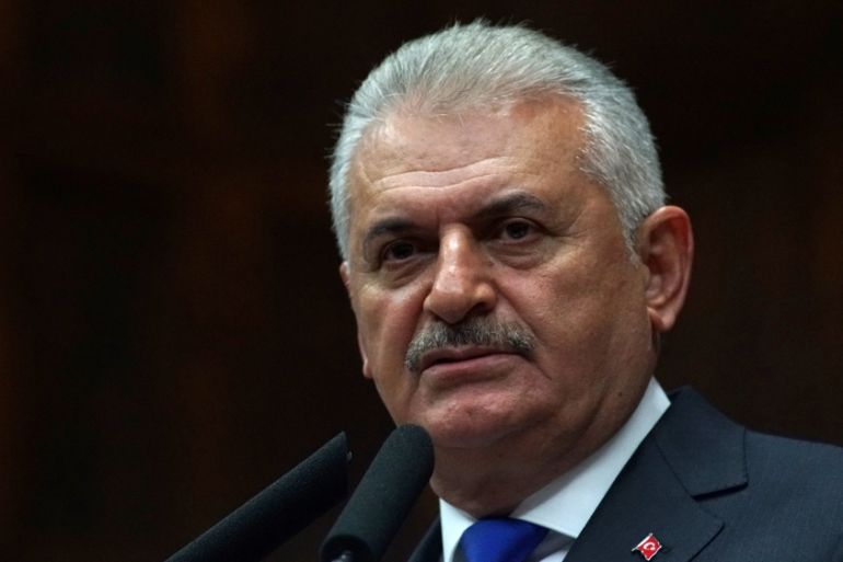 Turkey''s Prime Minister Binali Yildirim addresses members of parliament from his ruling AK Party during a meeting at the Turkish parliament in Ankara