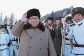 North Korean leader Kim Jong-un provides guidance to the skiing training of the mountain infantry battalion [Reuters]