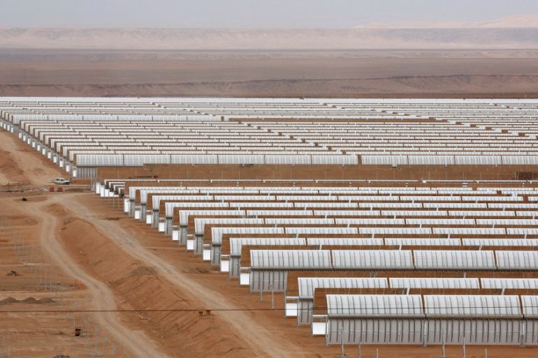 A thermosolar power plant is pictured at Noor II near the city of Ouarzazate