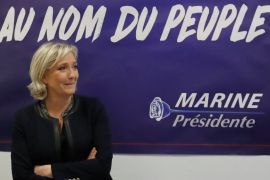 France''s far-right National Front leader Marine Le Pen poses
