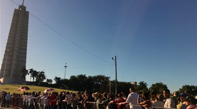 People lined up at 5am outside the Jose Marti monument to pay tribute to Castro [Lucia Newman]