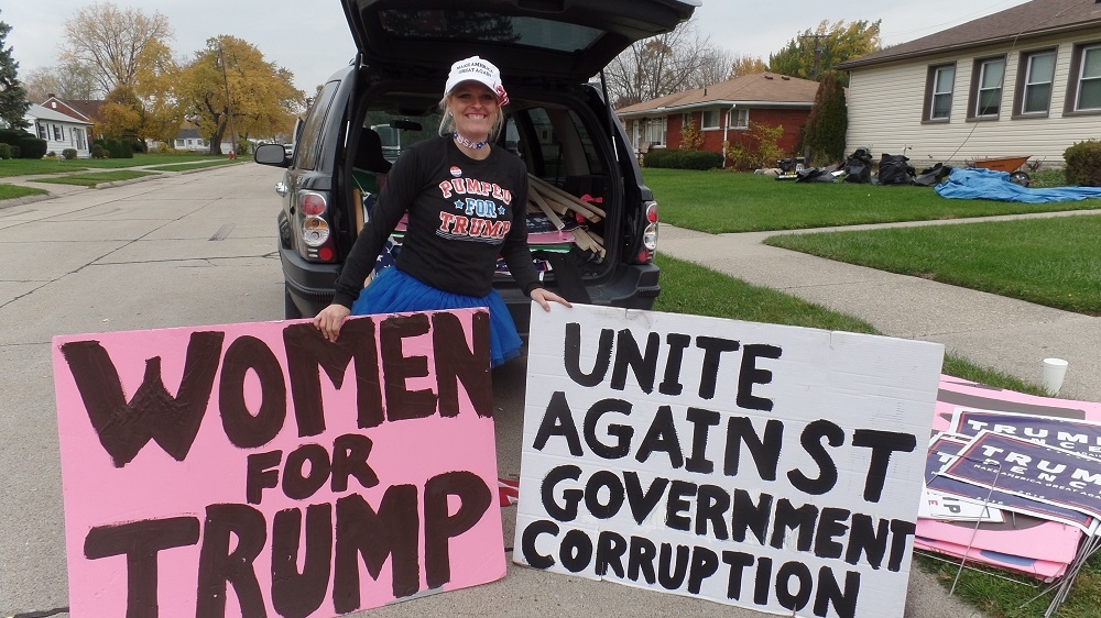 Since August, Arnone has campaigned for Trump around Detroit [Kurt Nagl/Al Jazeera]