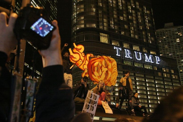 Anti-Trump protesters Chicago