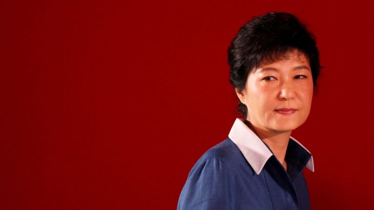 Park Geun-hye attends a national convention of the ruling Saenuri Party in Goyang