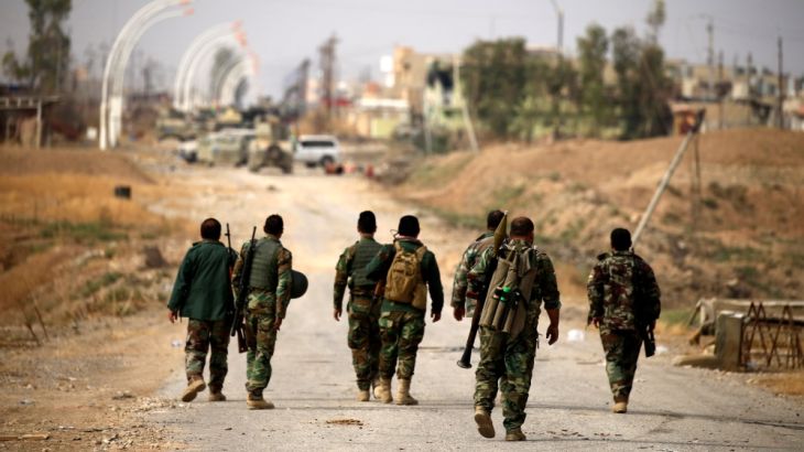 Iraq Kurdish forces Peshmerga forces in the town of Bashiqa, east of Mosul
