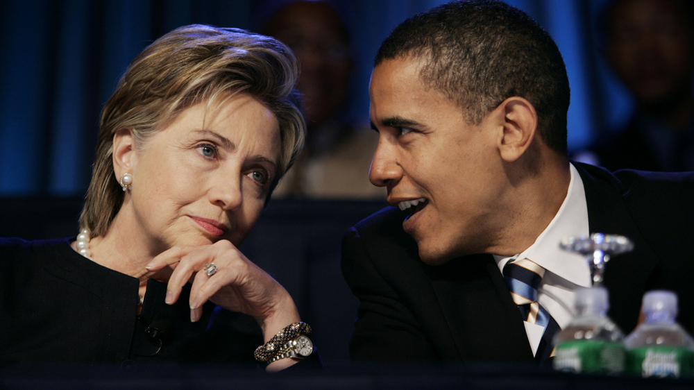 Hillary Clinton  found Barack Obama emerge as her only serious opponent during her first presidential run [Evan Vucc/AP]