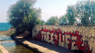 Graffiti on the island of Chios, September 2016 [Nadia Barhoum/Al Jazeera]