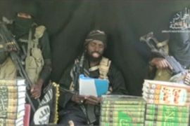 The purported leader of Nigerian Islamist militant group Boko Haram Abubakar Shekau appears at an unknown location in a still image taken from an undated video posted on social media
